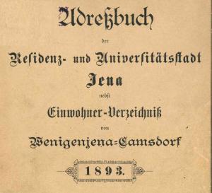 Titelblatt Jenaer Adressbuch 1893